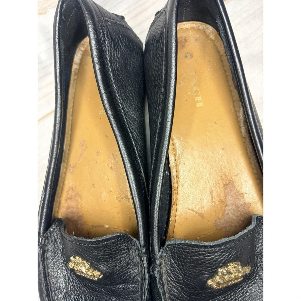 Coach Opal Black Pebbled Leather Driving Moccasin Loafers Women's 7.5B Slip‎ On